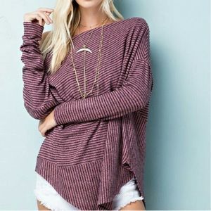 HP 🎉 • Dusty Rose Striped Knit Boat Neck Tunic